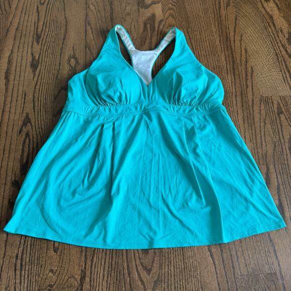 Lands' End Other - Lands End Womens Solid Teal Green Racerback Tankini Swim Suit Top Plus Size 16